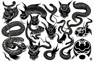 oni with snake tattoo idea