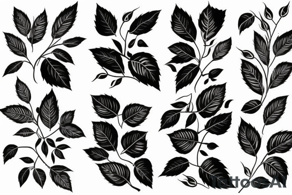 Rose with leaves tattoo idea