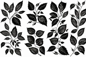 Rose with leaves tattoo idea