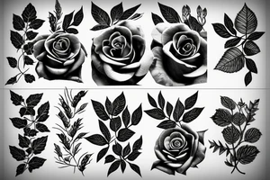 Rose with leaves tattoo idea