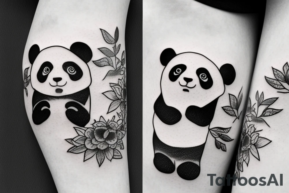 Half world half panda tattoo idea