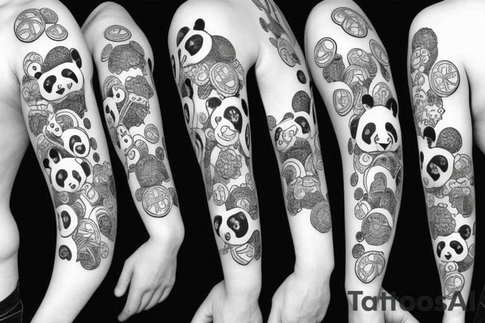 Half world half panda tattoo idea