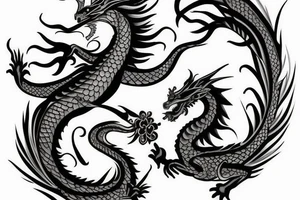 feminine dragon and flowers tattoo idea