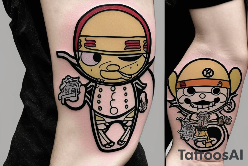 Chopper from anime One Piece in ninja costume on tattoo idea