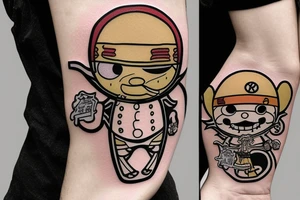 Chopper from anime One Piece in ninja costume on tattoo idea