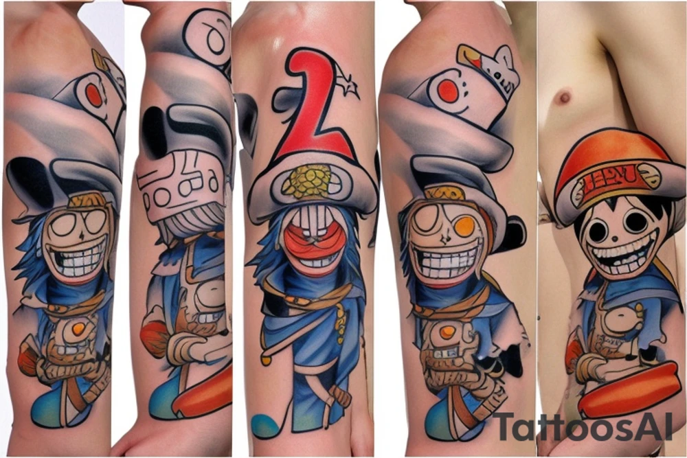 Chopper from anime One Piece in ninja costume on tattoo idea