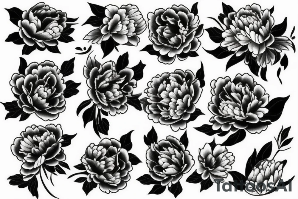 peony flowers in chinese style tattoo idea