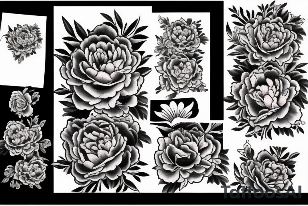 peony flowers in chinese style tattoo idea