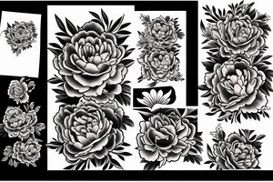 peony flowers in chinese style tattoo idea