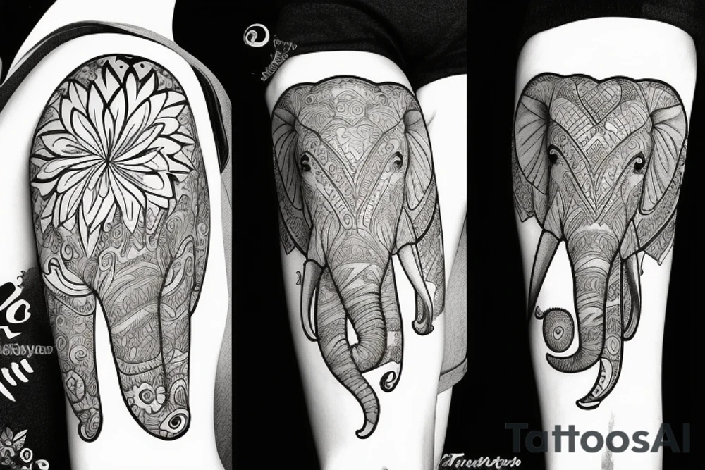 Elephant with overlapping butterfly tattoo idea