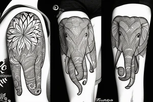 Elephant with overlapping butterfly tattoo idea