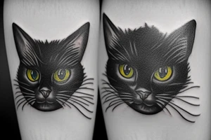Black cat hat tattoo emo cute tattoo idea