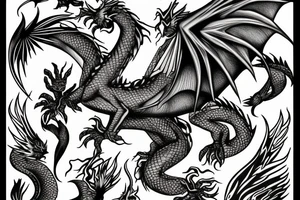 Dragon with Phoenix half moon dark tattoo idea