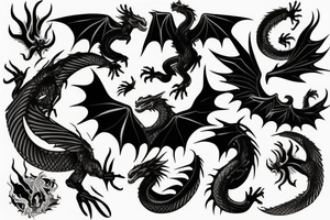 Dragon with Phoenix half moon dark tattoo idea