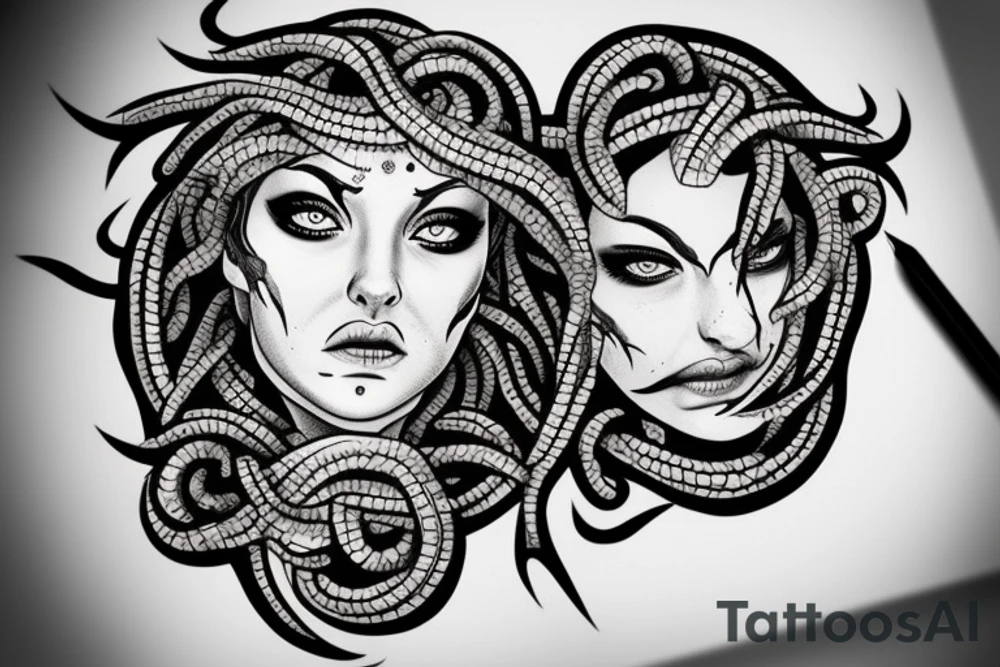 realistic medusa face tattoo idea