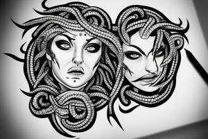 realistic medusa face tattoo idea
