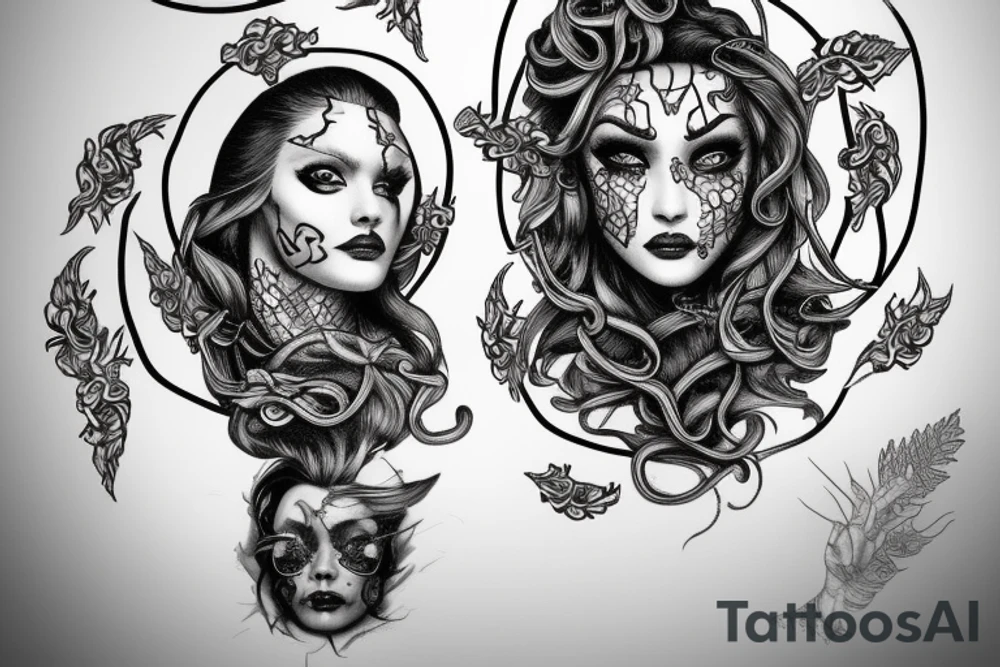 realistic medusa face tattoo idea