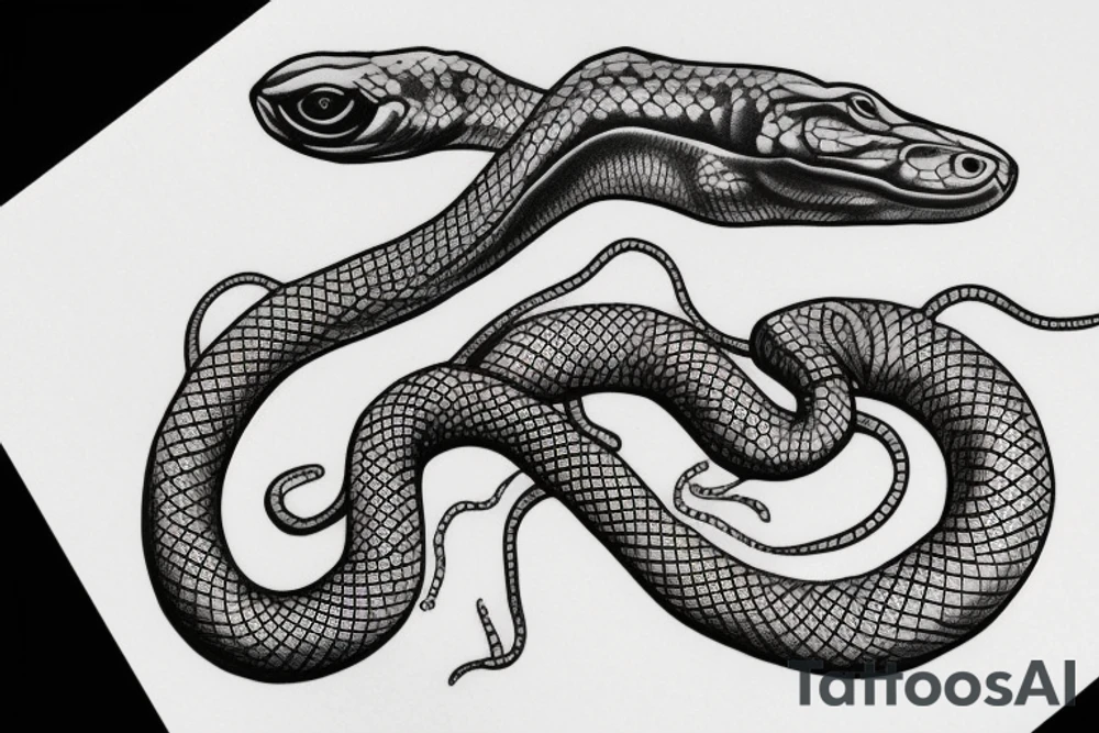 realistic woman snakes on head tattoo idea