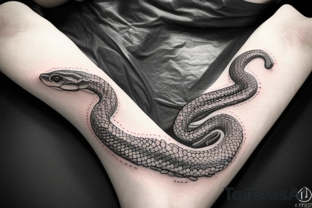 realistic woman snakes on head tattoo idea