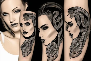 realistic woman with snakes on head tattoo idea