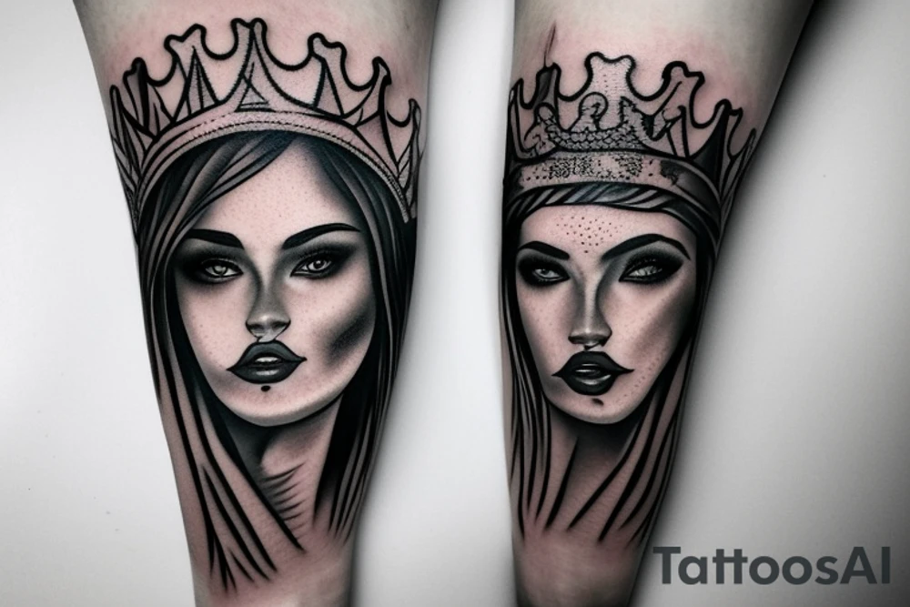 realistic woman with a crown of snakes tattoo idea