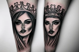 realistic woman with a crown of snakes tattoo idea