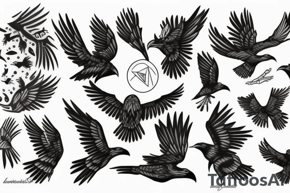 Flying raven tattoo idea