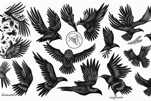 Flying raven tattoo idea