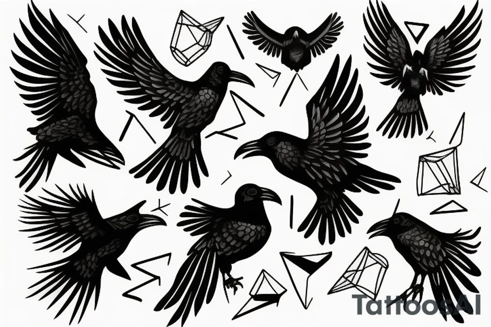 Flying raven tattoo idea