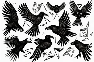 Flying raven tattoo idea