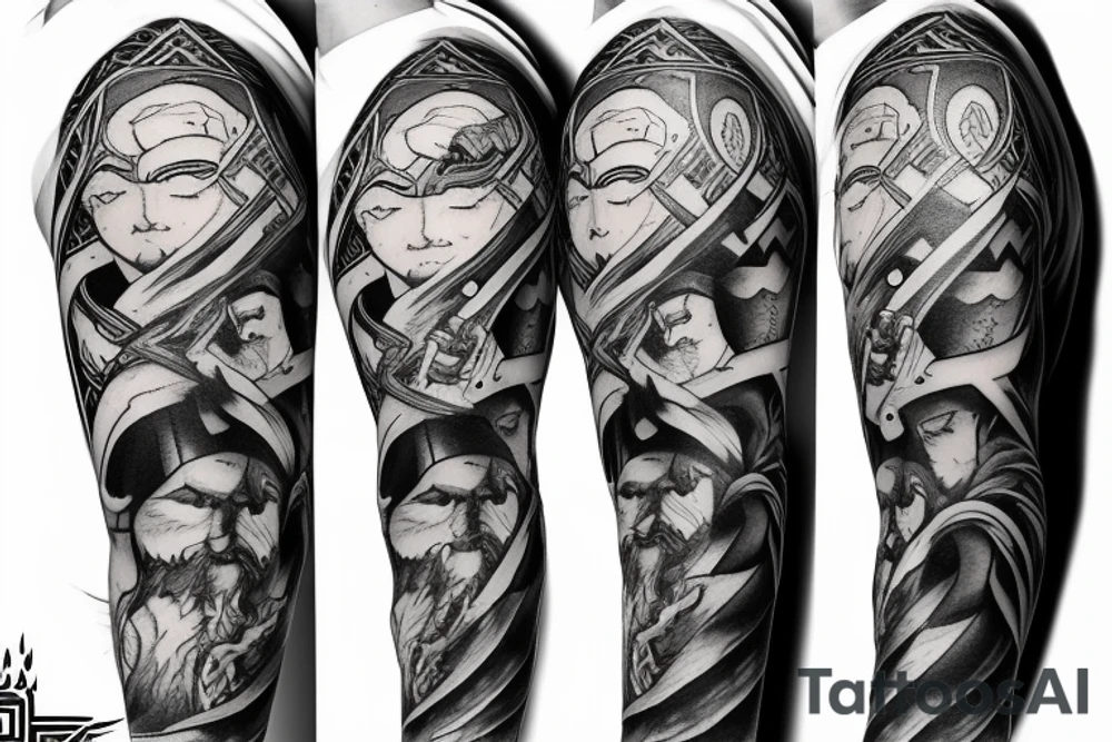 Odin sleeve where he guide you on your path to victory tattoo idea