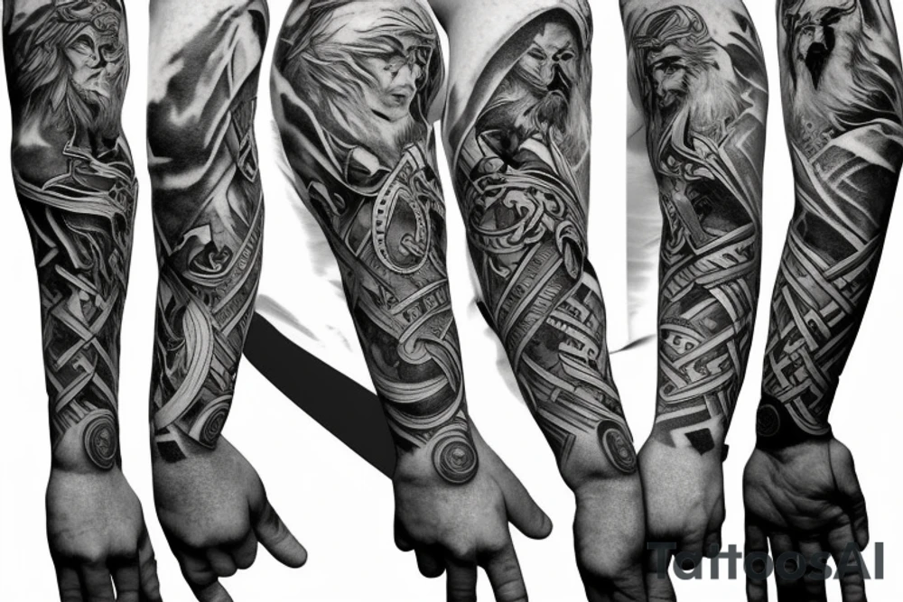 Odin sleeve where he guide you on your path to victory tattoo idea
