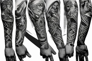 Odin sleeve where he guide you on your path to victory tattoo idea