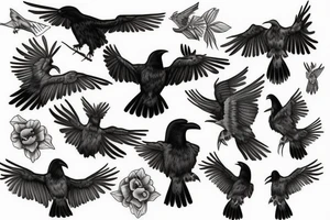 Flying raven tattoo idea
