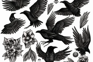 Flying raven tattoo idea