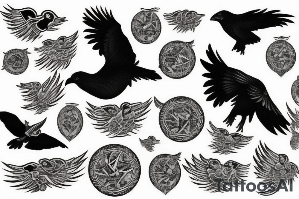Flying raven tattoo idea