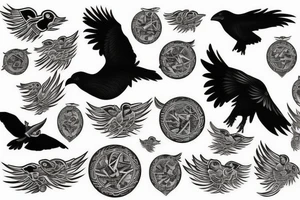 Flying raven tattoo idea