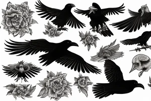 Flying raven tattoo idea