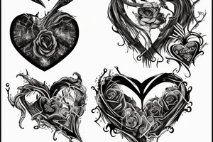 Heart with daggers and pain tattoo idea