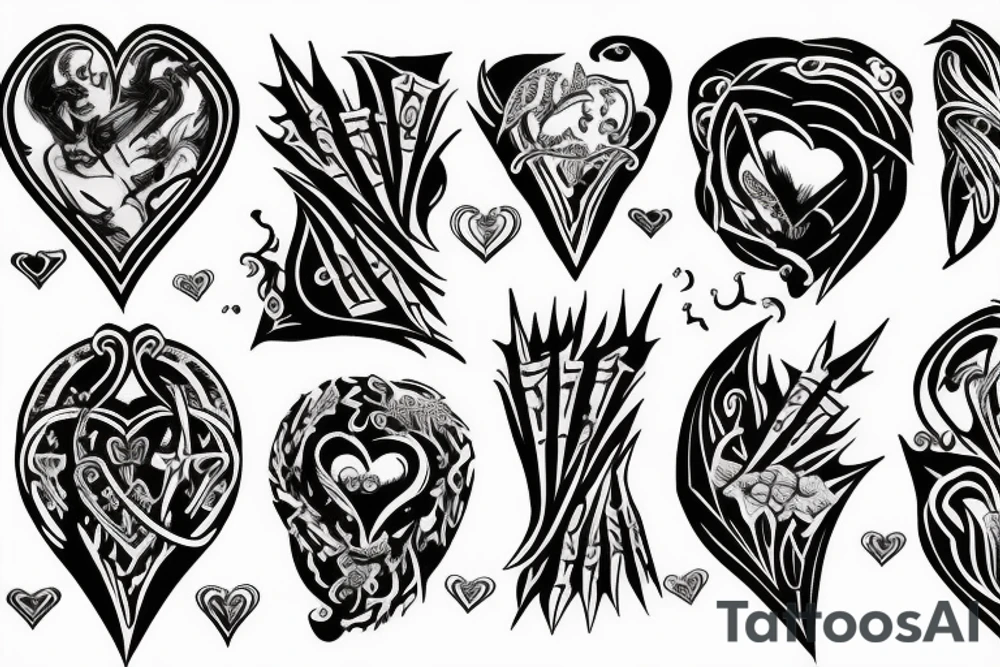 Heart with daggers and pain tattoo idea