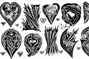 Heart with daggers and pain tattoo idea