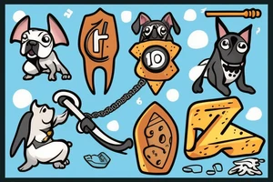 Dog with a number 10 jersey holding a mace and cheese while riding a manta ray tattoo idea
