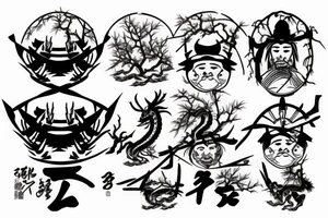 samurai waiting under the tree and japan dragon tattoo idea
