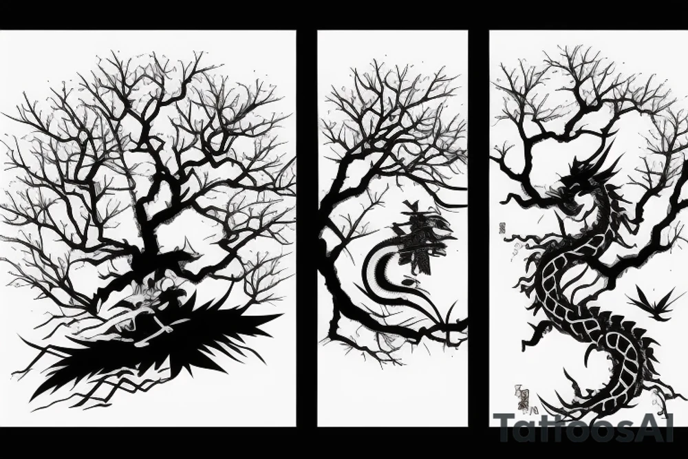 samurai waiting under the tree and japan dragon tattoo idea samurai waiting under the tree and japan dragon tattoo idea