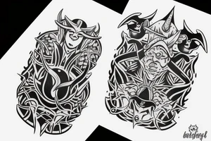 2 dice with one being a devil and one being an angel tattoo idea