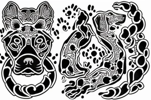 smoking dog with 8 paws tattoo idea