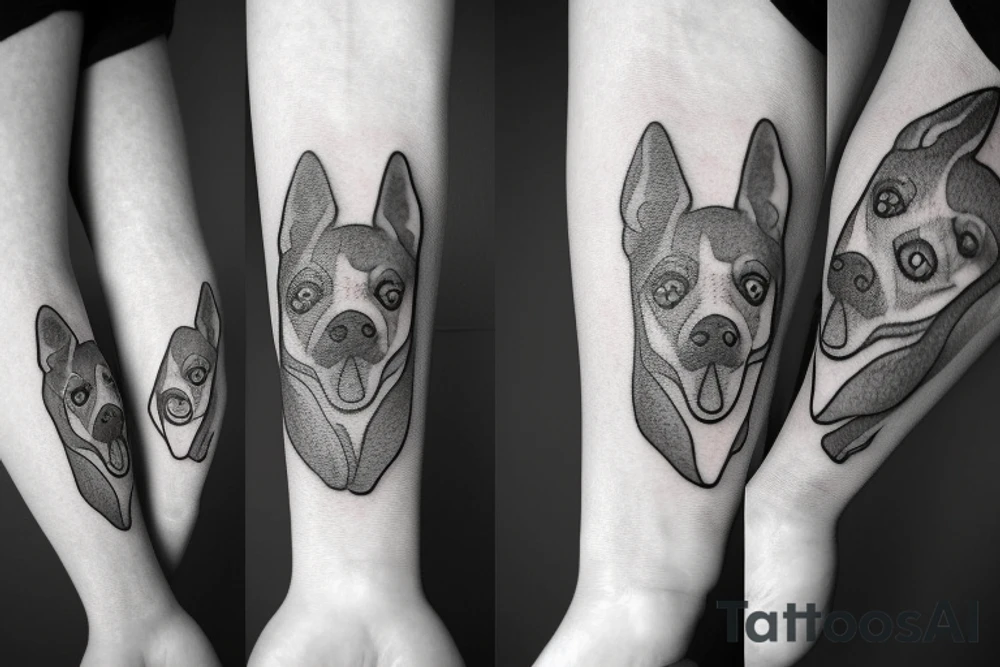 smoking dog with 8 paws tattoo idea