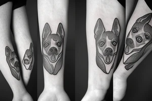 smoking dog with 8 paws tattoo idea