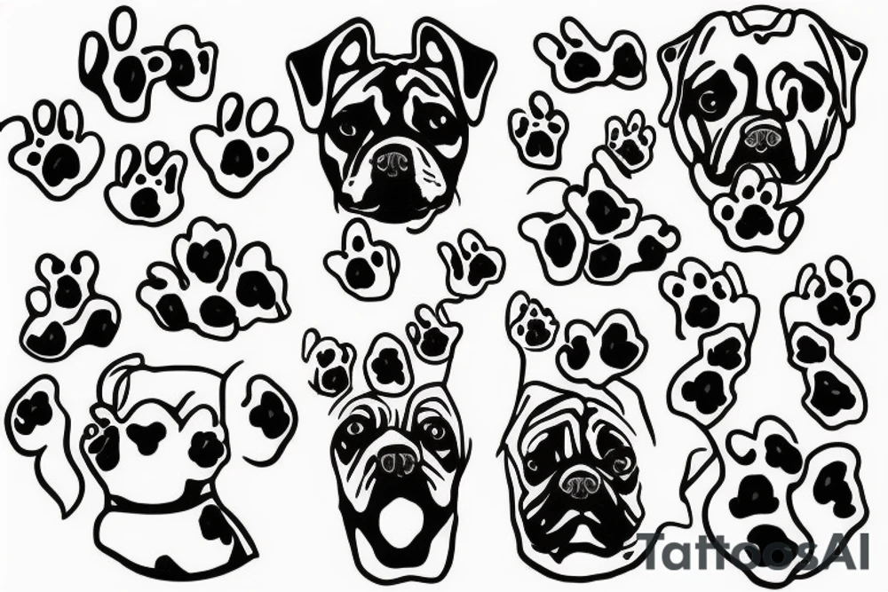 smoking dog with 8 paws tattoo idea