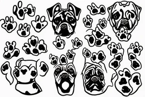 smoking dog with 8 paws tattoo idea
